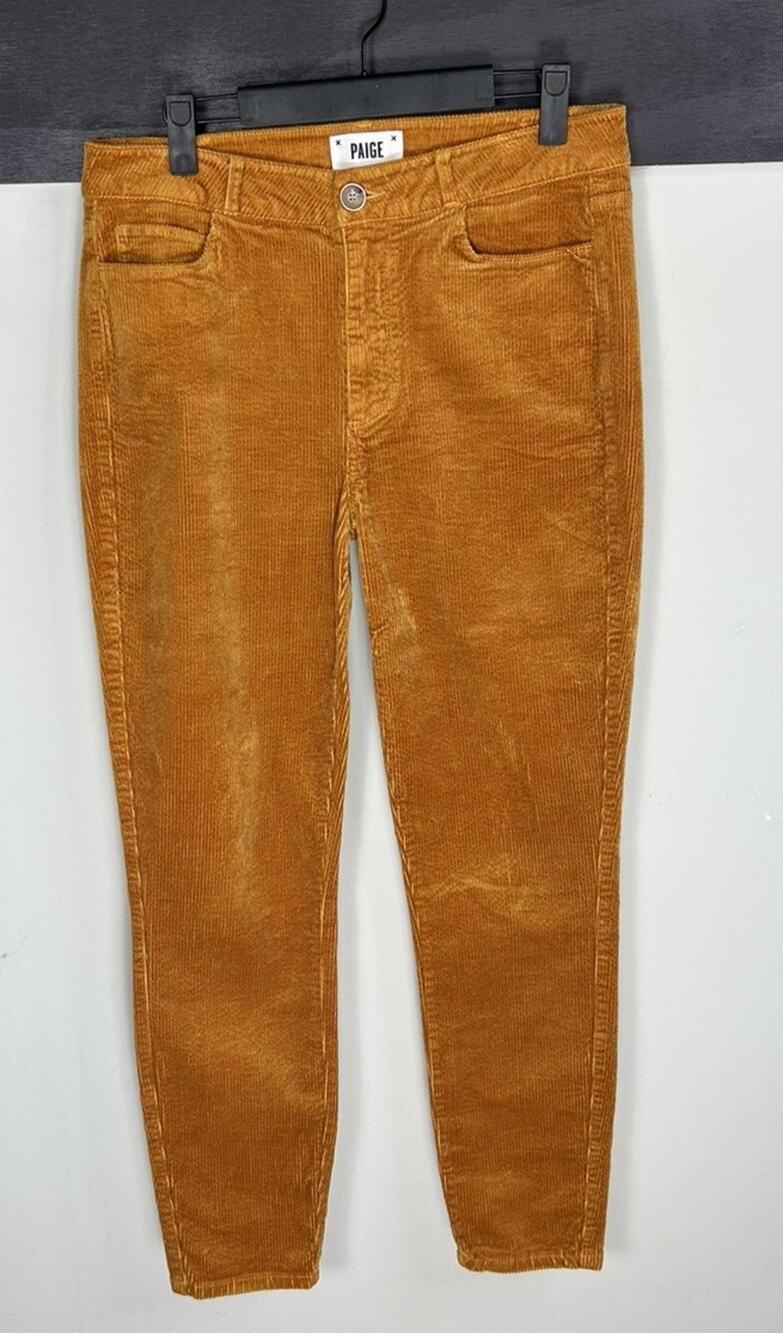 Paige Hoxton Ankle Women’s Pants Marigold Mustard Corduroy Skinny Sz 30
